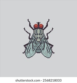 Pixel art illustration Housefly. Pixelated Fly Insect. Housefly Bug Insect Icon pixelated for the pixel art game and icon for website and video game. old school retro.