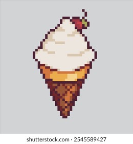 Pixel art illustration Ice Cream. Pixelated Gelato Ice Cream. Sundae Gelato Ice Cream Icon pixelated for the pixel art game and icon for website and video game. old school retro.