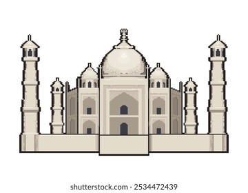 Pixel art illustration of the Islamic temple Taj Mahal World Heritage Site Tourist Attractions