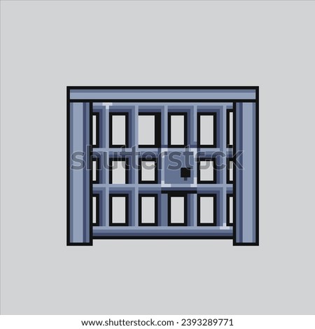 Pixel art illustration Jail. Pixelated Prison. Prison jail
pixelated for the pixel art game and icon for website and video game. old school retro.