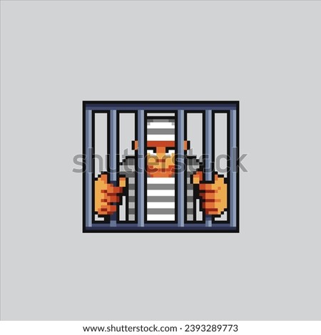 Pixel art illustration Jail. Pixelated Prison. Prison jail
pixelated for the pixel art game and icon for website and video game. old school retro.