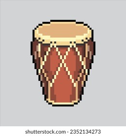 Pixel art illustration Kendang. Pixelated Gendang. Kendang Traditional Drum music icon pixelated for the pixel art game and icon for website and video game. old school retro.