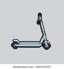 Ilustración de arte de píxeles Kid Scooter. Scooter Pixelado. Kid Park Scooter. pixelado para el juego de arte pixel y el icono para el sitio web y el videojuego. vieja escuela retro.