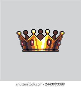 Pixel art illustration King Crown. Pixelated Crown. Classic King Crown pixelated for the pixel art game and icon for website and video game. old school retro.