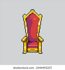 Pixel art illustration King throne. Pixelated Throne. Classic King Throne Chair pixelated for the pixel art game and icon for website and video game. old school retro.