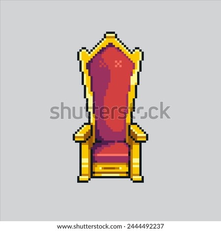 Pixel art illustration King throne. Pixelated Throne. Classic King Throne Chair pixelated for the pixel art game and icon for website and video game. old school retro.