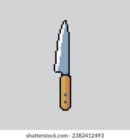 Pixel art illustration Kitchen Knife. Pixelated knife. Kitchen knife pixelated for the pixel art game and icon for website and video game. old school retro.