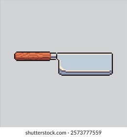 Pixel art illustration Kitchen Knife. Pixelated Chef Knife. Kitchen Chef Knife Utensil Icon pixelated for the pixel art game and icon for website and video game. old school retro.