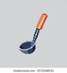Pixel art illustration Kitchen Ladle. Pixelated Chef Ladle. Kitchen Chef Ladle Utensils Icon pixelated for the pixel art game and icon for website and video game. old school retro.