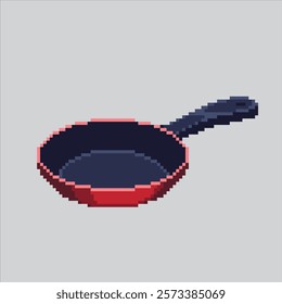 Pixel art illustration Kitchen Pan. Pixelated Chef Pot. Kitchen Chef Pan or Pot Icon pixelated for the pixel art game and icon for website and video game. old school retro.