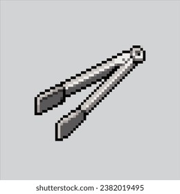 Ilustración de arte de píxeles Tonos de cocina. Tongs Pixelados. Tongs de cocina pixelados para el juego de arte de píxeles e icono para el sitio web y el videojuego. retro de la vieja escuela.