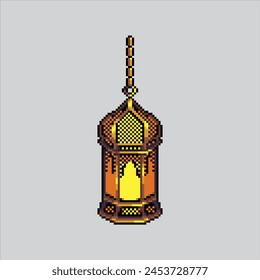 Pixel art illustration Lantern. Pixelated Arabic Lantern. Arabian Lantern Decoration pixelated for the pixel art game and icon for website and video game. old school retro.