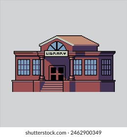Pixel art illustration Library. Pixelated Library. Library Building pixelated for the pixel art game and icon for website and video game. old school retro.