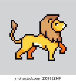 Pixel art illustration Lion. Pixelated Lion. Lion animal icon pixelated for the pixel art game and icon for website and video game. old school retro.