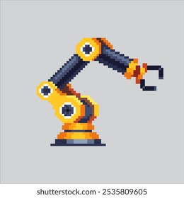 Pixel art illustration Logistic Claw. Pixelated Industrial Robot. Logistic Industrial Claw Robot pixelated for the pixel art game and icon for website and video game. old school retro.