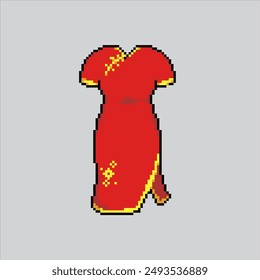 Pixel art illustration Lunar shirt. Pixelated Chinese Shirt. Lunar Chinese Shirt icon pixelated for the pixel art game and icon for website and video game. old school retro.