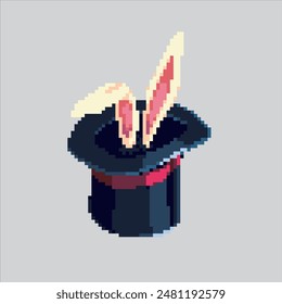 Ilustración de arte de píxeles Sombrero de mago. Sombrero de mago pixelado. Sombrero de mago pixelado para el juego de pixel art y el icono para el Sitio web Video y