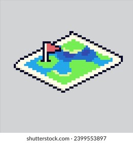 Pixel art illustration Map. Pixelated Map. Treasure Map scroll 
pixelated for the pixel art game and icon for website and video game. old school retro.