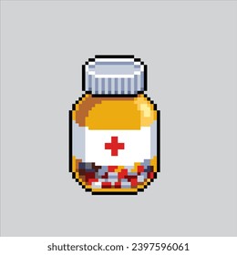 Pixel art illustration Medicine Bottle. Pixelated Bottle. Medicine Bottle pills
pixelated for the pixel art game and icon for website and video game. old school retro.