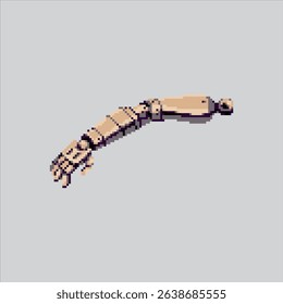 Pixel art illustration Metal Arm. Pixelated Futuristic Arm. Futuristic Robotic Metal Arm Icon pixelated for the pixel art game and icon for website and video game. old school retro.