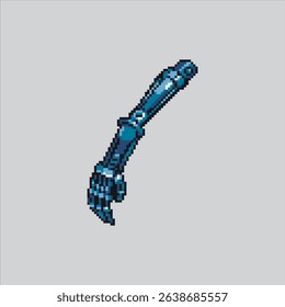 Pixel art illustration Metal Arm. Pixelated Futuristic Arm. Futuristic Robotic Metal Arm Icon pixelated for the pixel art game and icon for website and video game. old school retro.
