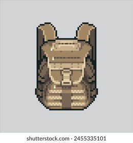 Pixel art illustration Military Backpack. Pixelated Backpack. Military Backpack War pixelated for the pixel art game and icon for website and video game. old school retro.