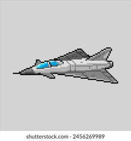 Ilustración de arte de píxeles Military Jet. Jet Pixelado. Military Jet War pixelado para el juego de pixel art e ícono para Sitio web Video y