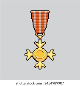 Pixel art illustration Military Medal. Pixelated Medal. Military Medal War pixelated for the pixel art game and icon for website and video game. old school retro.