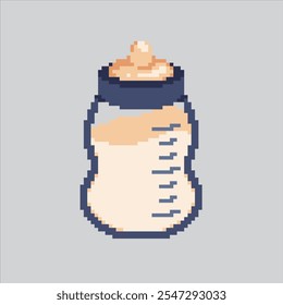 Pixel art illustration Milk Bottle. Pixelated Baby Milk. Baby Milk Bottle Icon pixelated for the pixel art game and icon for website and video game. old school retro.