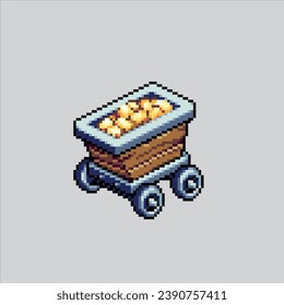 Ilustración de arte de Pixel, carreta de minas. Carro De Minas Pixelado. Carro de cantera de minas pixelado para
juego de arte píxel e icono para sitio web y videojuego. retro de la vieja escuela.