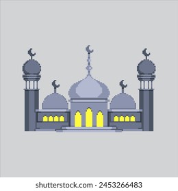 In: Pixel Art Illustration Mosque. Verpixeltes eid Masjid. Islamische Moschee Masjid verpixelt für das Pixel-Art-Spiel und Ikone für Website und Video-Spiel.
