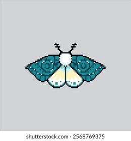 Pixel art illustration Moth. Pixelated Butterfly Moth. Moth Butterfly Insect Icon pixelated for the pixel art game and icon for website and video game. old school retro.