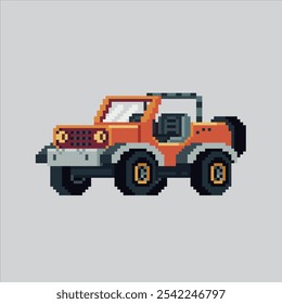 Pixel art illustration Off-road Car. Pixelated Car Truck. Adventure Off-road Car Truck Icon pixelated for the pixel art game and icon for website and video game. old school retro.