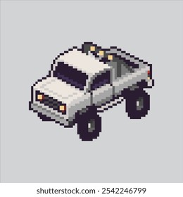 Pixel art illustration Off-road Car. Pixelated Car Truck. Adventure Off-road Car Truck Icon pixelated for the pixel art game and icon for website and video game. old school retro.