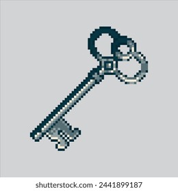 Pixel art illustration old key. Pixelated key. old key chest pixelated for the pixel art game and icon for website and video game. old school retro.