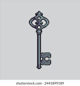 Pixel art illustration old key. Pixelated key. old key chest pixelated for the pixel art game and icon for website and video game. old school retro.