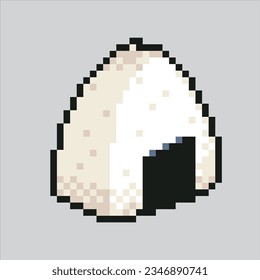 Pixel art illustration onigiri. Pixelated onigiri. onigiri rice icon pixelated for the pixel art game and icon for website and video game. old school retro.