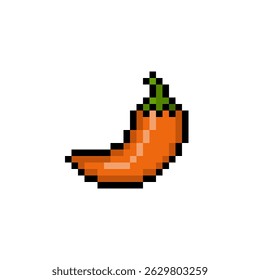 Pixel art illustration of orange chili. pixel art logos. pixel art food