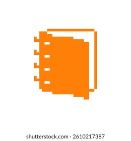 Pixel art illustration orange notebook logo