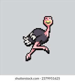 Pixel art illustration Ostrich. Pixelated Ostrich. Ostrich bird pixelated for the pixel art game and icon for website and video game. old school retro.