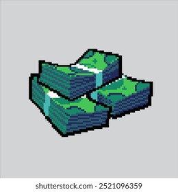 Pixel art illustration Pack of Money. Pixelated Pile of Money. Pack Pile of Money pixelated for the pixel art game and icon for website and video game. old school retro.