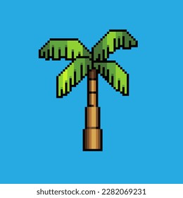 Pixel art illustration Palm tree. Pixelated palm tree. Green nature beach palm tree pixelated
for the pixel art game and icon for website and video game. old school retro.