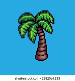 Pixel art illustration Palm tree. Pixelated palm tree. Green nature beach palm tree pixelated
for the pixel art game and icon for website and video game. old school retro.