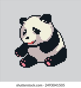 Pixel art illustration Panda. Pixelated Panda. Cute China Panda animal icon pixelated for the pixel art game and icon for website and video game. old school retro.