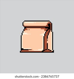 Pixel art illustration Paper Bag. Pixelated Paper Bag. Paper Bag pixelated for the pixel art game and icon for website and video game. old school retro.