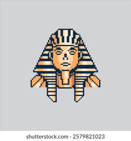 Pixel art illustration Pharaoh Statue. Pixelated Egyptian Pharaoh. Egypt Pharaoh Statue Icon pixelated for the pixel art game and icon for website and video game. old school retro.