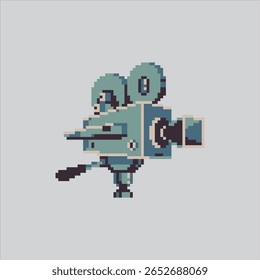 Pixel arte ilustração Fotografia Câmera. Vídeo de câmera pixelada. Vídeo Fotografia Equipamento de Câmera Ícone pixelizado para o jogo de arte de pixel e ícone para site e videogame.