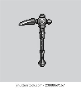 Pixel Kunstillustration Pickaxe. Pixelpickaxe. Pickaxe pixelig für das Pixelkunstspiel und Icon für Website- und Videospiel. Altschulretro.