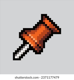 Pixel art illustration Pin. Pixelated Pin. pin for paper office
icon pixelated for the pixel art game and icon for website and video game. old school retro.