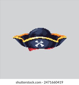 Pixel art illustration Pirate Hat. Pixelated Pirate Hat. Pirate Hat pixelated for the pixel art game and icon for website and video game. old school retro.